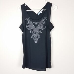 Cecico Black Printed Cold Shoulder Top